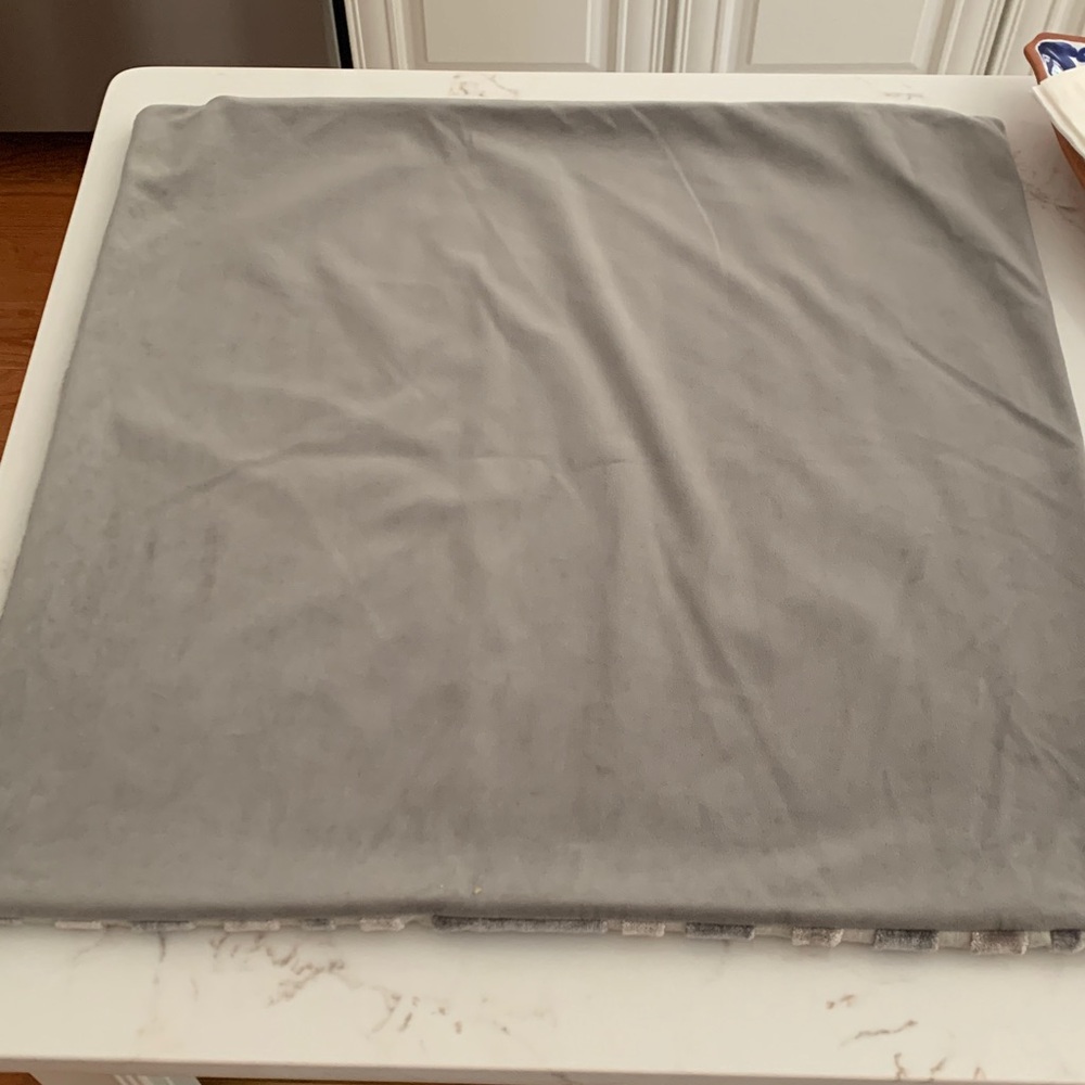 Pair of Gray and blue velvet striped pillow covers. - Picture 2 of 3